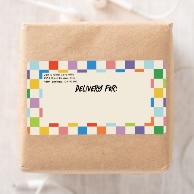 Bright Colorful Checkerboard med Returadress Fraktsedel (Insitu)