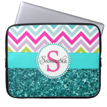 Bright Colorful Chevrons | Teal Turcos Glitter
