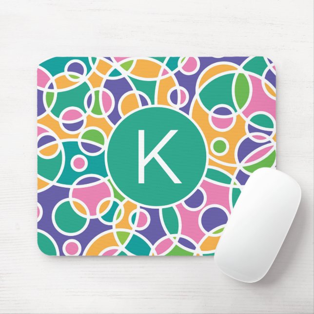 Bright Colorful Crazy Circles Pattern Monogram Musmatta (Med mus)