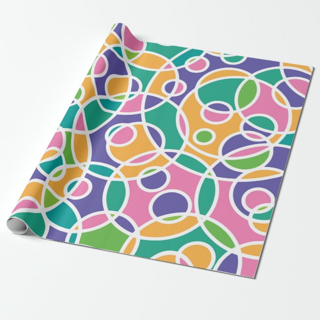 Bright Colorful Crazy Circles Pattern Presentpapper (Utrullad)