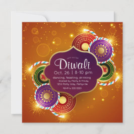 Bright Colorful Diwali Fireworks Inbjudningar