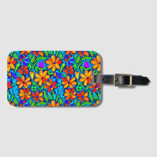 Bright Colorful Folk Art Flowers Bagagebricka