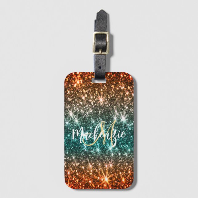 Bright Colorful Glitter Bagagebricka (Framsida vertikal)