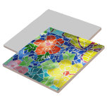 Bright Colorful Mosaic Red och Gula blommor Kakelplatta<br><div class="desc">Ljusröd och gula blommor bland grönt löv och blått vatten i en mosaikbrig koi-damm är en färgstark Zen-dekorativ keramik. Anpassa till Initialer och till Namn. Det här är ett av många som samordnar formgivningarna med originalfotografi av JLW_PHOTOGRAPHY.</div>