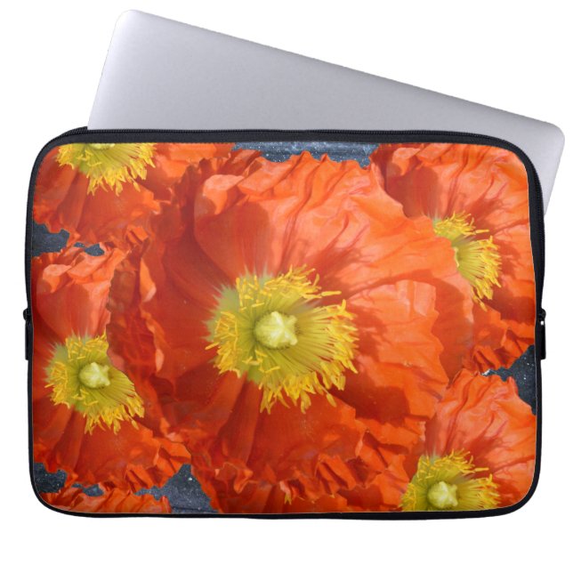 Bright Colorful Orange Tangerine Poppy Flower Laptop Fodral (Framsidan)