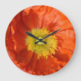 Bright Colorful Orange Tangerine Poppy Flower Stor Klocka