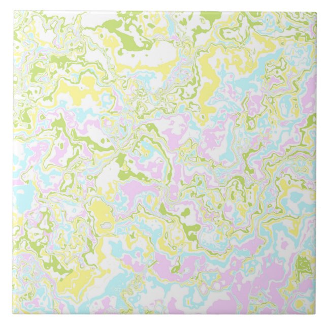 Bright Colorful Pastel Trippy Retro Boho Marble Kakelplatta (Framsidan)