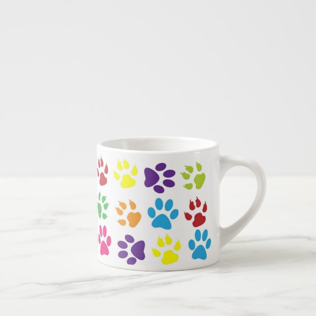 Bright Colorful Paw Prints Pattern Espressomugg (Höger)