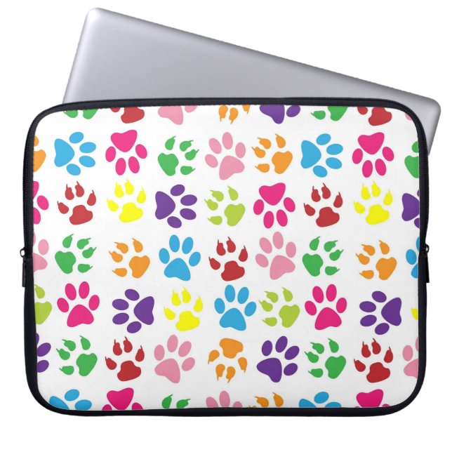 Bright Colorful Paw Prints Pattern Laptop Fodral (Framsidan)