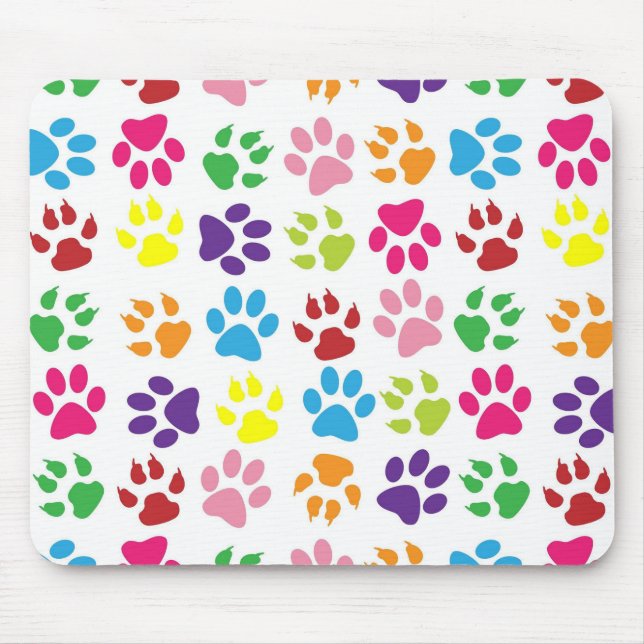Bright Colorful Paw Prints Pattern Musmatta (Framsidan)