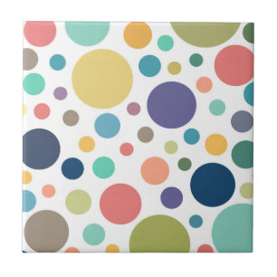 Bright Colorful Polka dots Kakelplatta