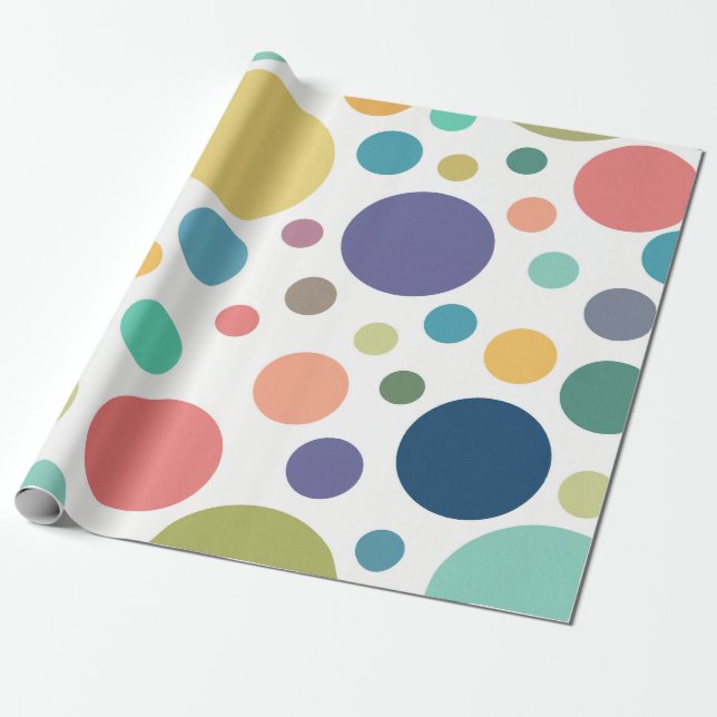 Bright Colorful Polka dots Presentpapper (Utrullad)