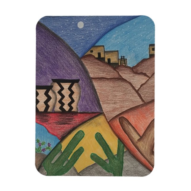 Bright Colorful Rainbow Arizona Folk Art Magnet (Vertikal)
