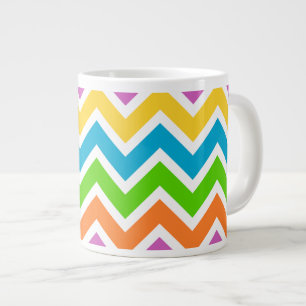 Bright Colorful Rainbow Chevron Mönster Jumbo Mugg