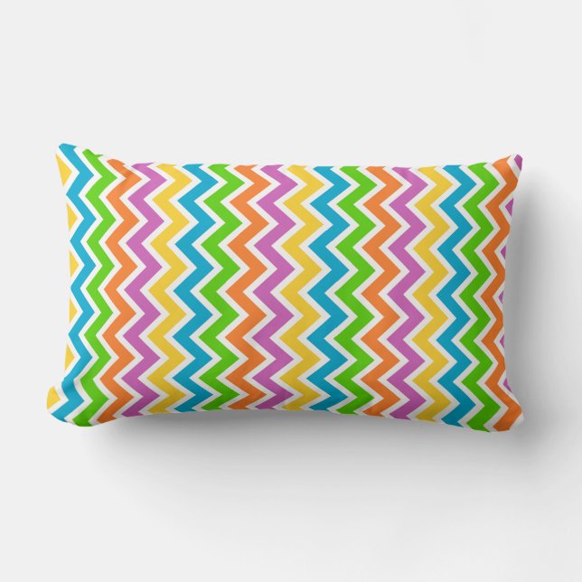Bright Colorful Rainbow Chevron Pattern Lumbarkudde (Framsida)