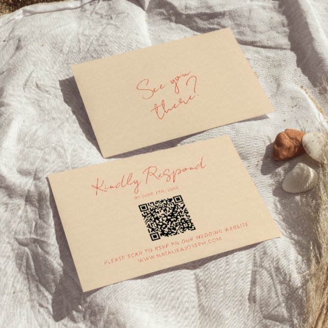 Bright Colorful Retro Whimsical QR-kod Bröllop OSA Kort (Skapare uppladdad)