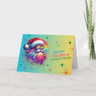 Bright Colorful Santa Claus Christmas Card Helgkort