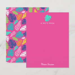 Bright Colorful Tropical Summer Löv Mönster Anteckningskort