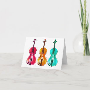 BRIGHT COLORFUL VIOLININS-anteckningskort Kort