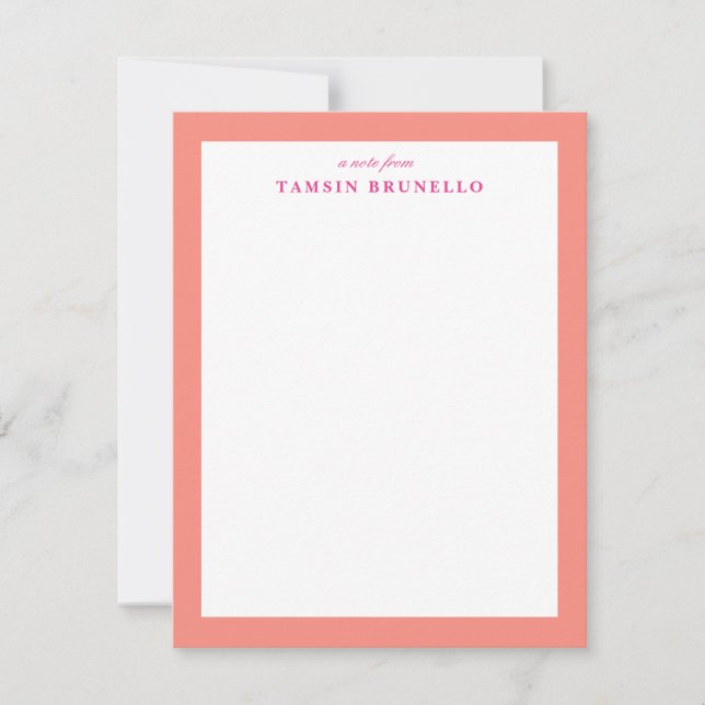 Bright Coral and White Personal Stationery Inbjudningar (Framsida)
