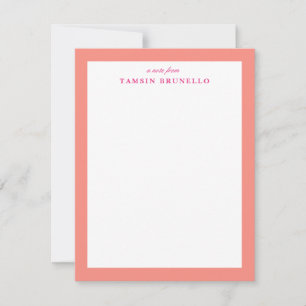 Bright Coral and White Personal Stationery Inbjudningar