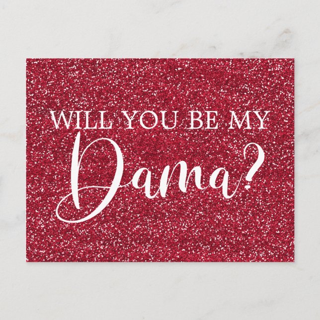 Bright Cranberry Glitter Quinceanera Dama Frieri Inbjudan Vykort (Framsida)