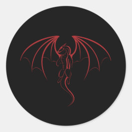 Bright Crimson Red Mythical Dragon Emblem Runt Klistermärke