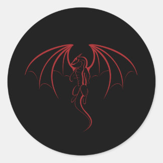 Bright Crimson Red Mythical Dragon Emblem Runt Klistermärke
