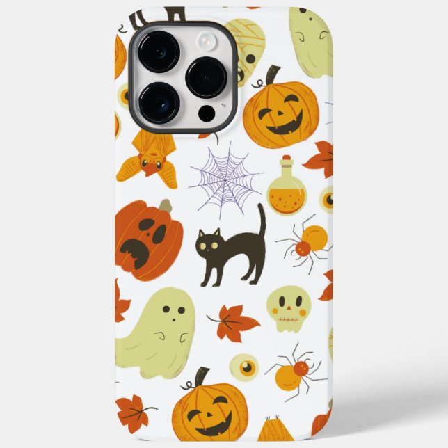 Bright Cute Autumn Orange Halloween Mönster (Baksida)