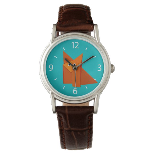 Bright Cute Origami Fox Armbandsur (Framsida)