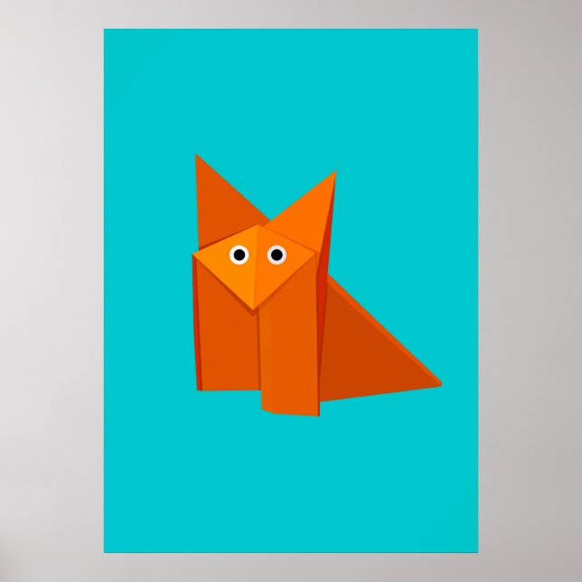 Bright Cute Origami Fox Poster (Framsidan)