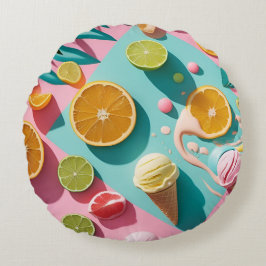 Bright Days, Bold Colors – Vibrant Summer Throw  Rund Kudde