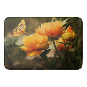Bright Deep Gula blommor med Butterfly Badrumsmatta