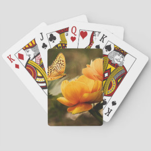 Bright Deep Gula blommor med Butterfly Casinokort