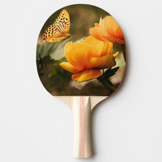 Bright Deep Gula blommor med Butterfly Pingisracket (Framsidan)