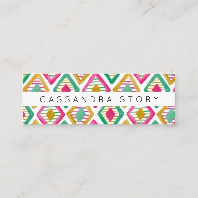 Bright Diamonds Watercolor Modern Mönster Mini Visitkort (Framsida)