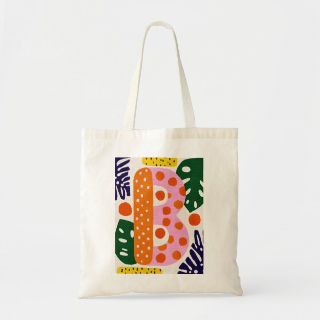 Bright Dopamine Decor Monogram Letter B Tote Bag Tygkasse (Framsidan)
