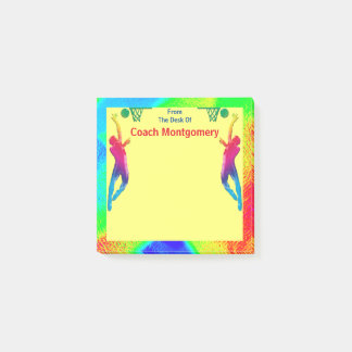 Bright Energetic Basketball Theme for Coach Post-it Block