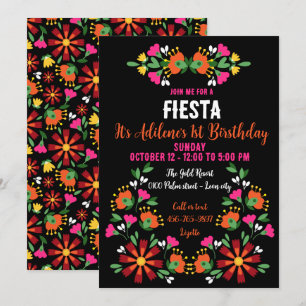 Bright Ethnic Flower Fiesta Mexican Embroidery Inbjudningar