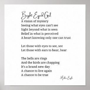 Bright Eyed Girl Inspirational Dikt Wall Art Poster