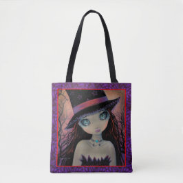 Bright Eyed Witch Stort öga Girl Fantasy Art Tygkasse