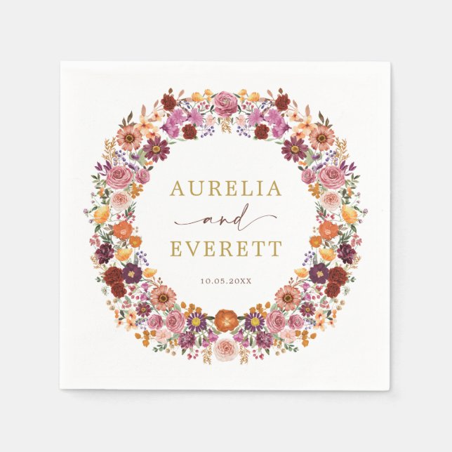 Bright Fall WildblommGarden Wandesen Bröllop Pappersservett (Framsidan)
