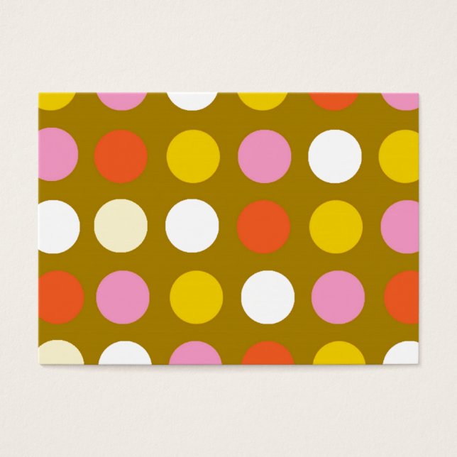 Bright färg polka dots. Gult, rosa, vitt Visitkort (Framsidan)