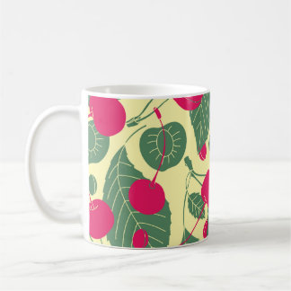 Bright färg sommar mönster med körsbär. Illustr Kaffemugg