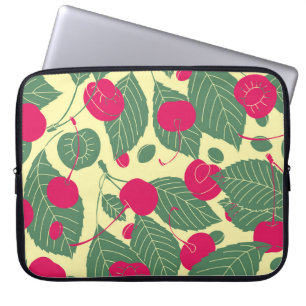 Bright färg sommar mönster med körsbär. Illustr Laptop Fodral