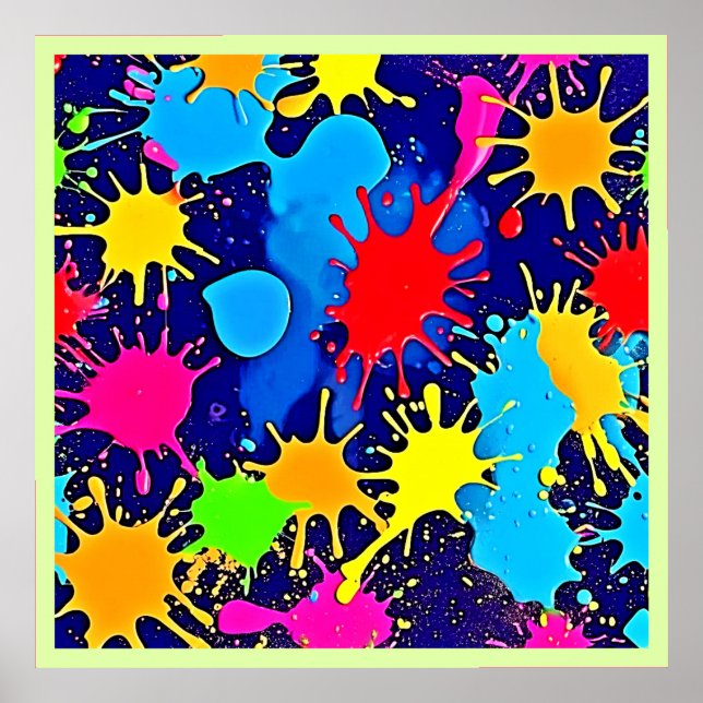 Bright Färg Splatter Poster (Framsidan)