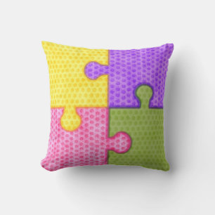 Bright Färgad Puzzle Delarare Kudde