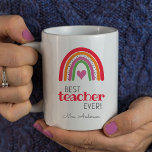 Bright Färgad Rainbow Best Teacher någonsin Kaffemugg<br><div class="desc">Det här söta regnbågslärarkaffet mugg ger en underbar gåva till din favoritlärare. Texten "best TEACHER ever" och accentueras med en stark regnbåge och ett starkt färgad.</div>