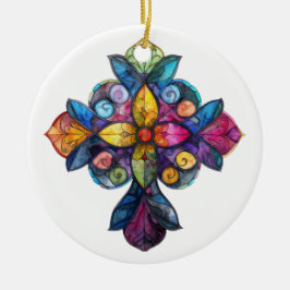 BRIGHT FÄRGAD STAINED GLASS KOR JULGRANSPRYDNAD KERAMIK