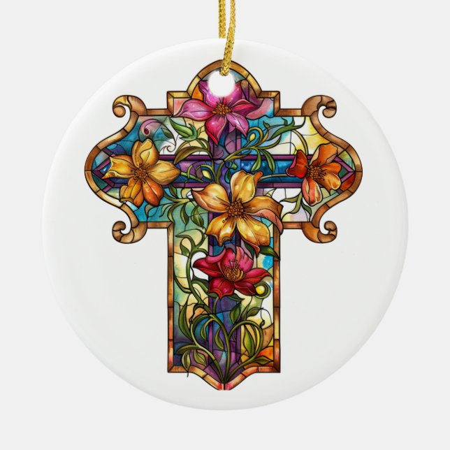 BRIGHT FÄRGAD STAINED GLASS KOR JULGRANSPRYDNAD KERAMIK (Framsidan)